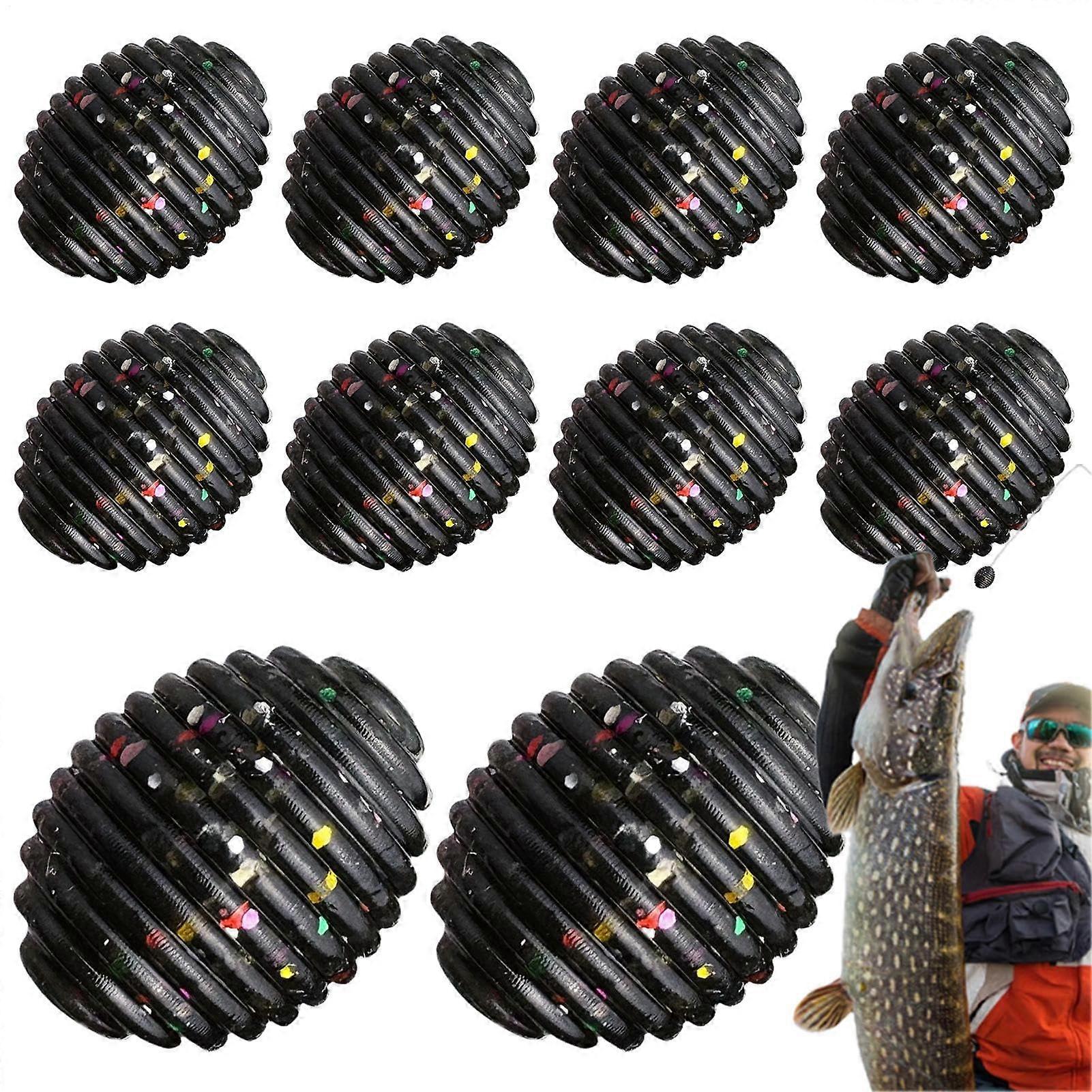 Fishing Rubber Bait With Indicator, 10Piece Realistic Soft Plastic Set For Trout, Perch, Catfish, Black Coastal Pond