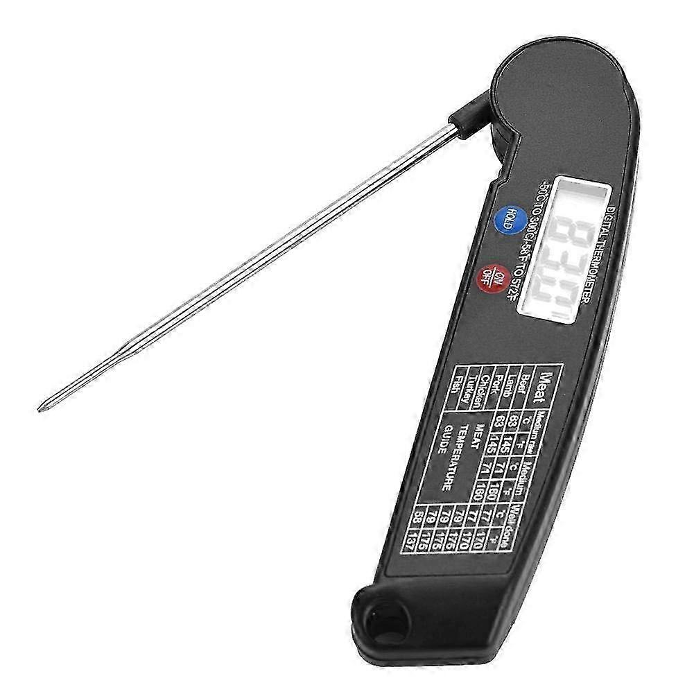 LCD digital meat thermometer with folding probe (black) 2025
