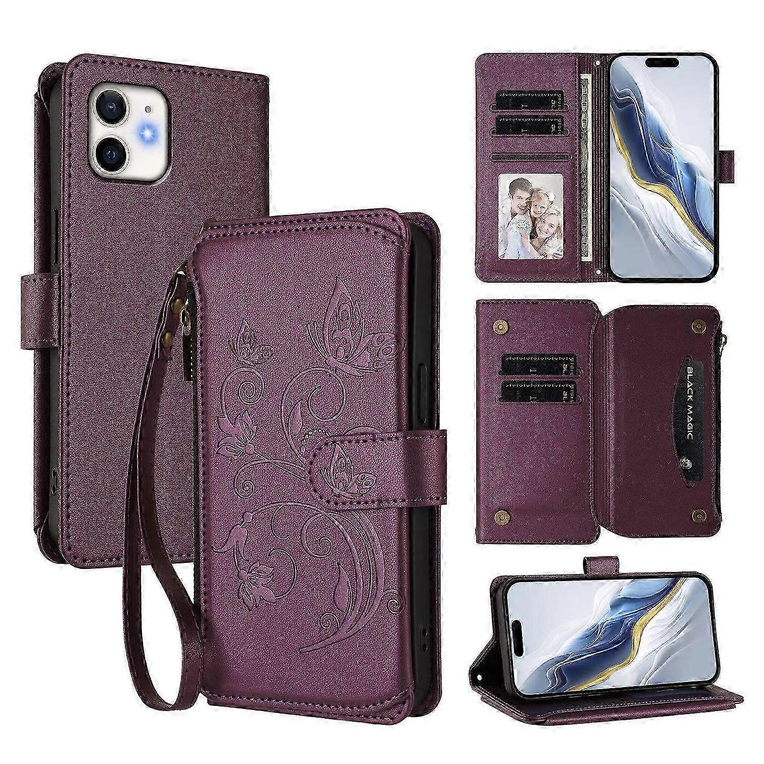 Zipper Wallet Leather Phone Case For iPhone 12 mini 2025