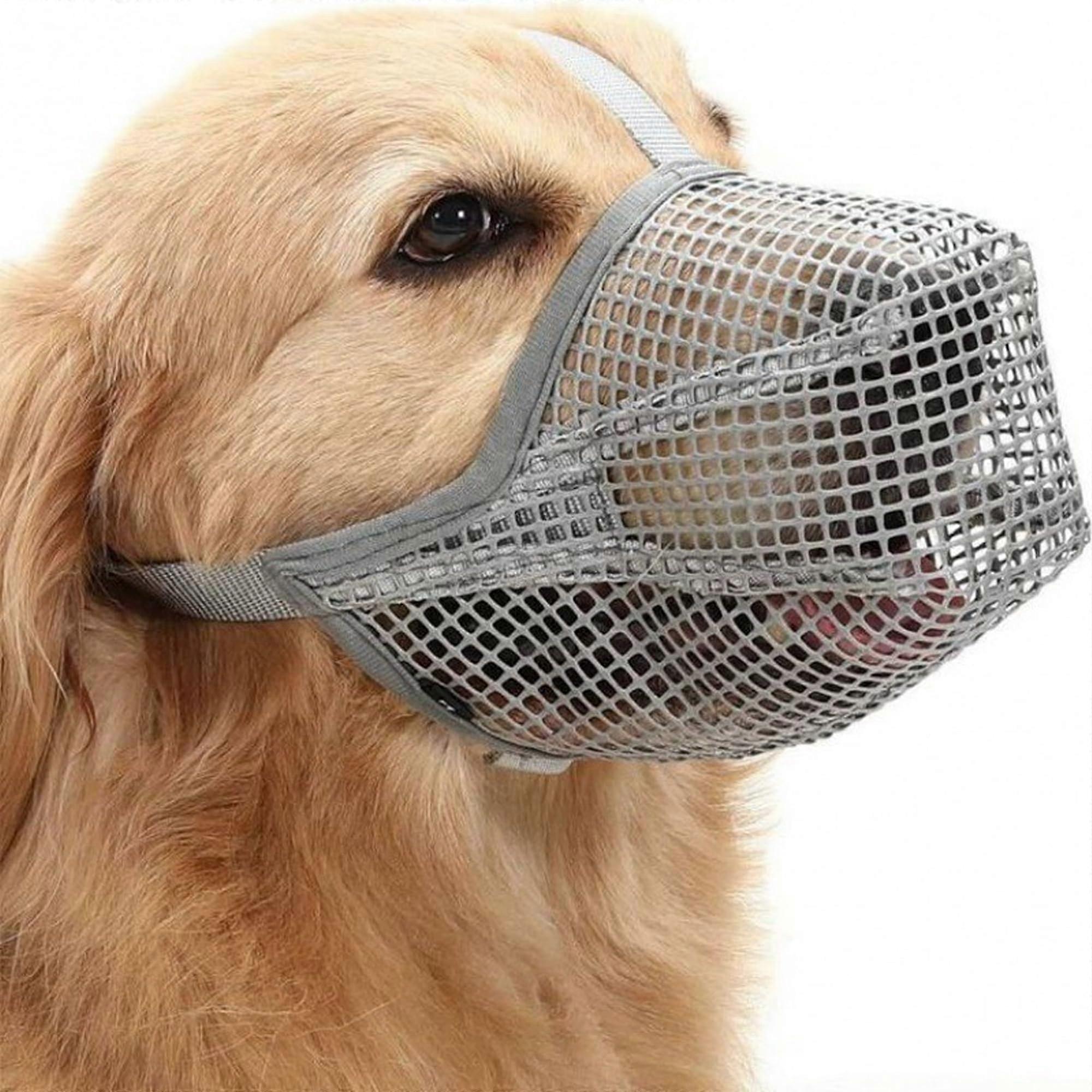 Gray Dog Mouth Muzzle Nylon Buckle Adjustable Size Breathable Mesh Covered Anti Biting Barking Licking Snout 2226cm