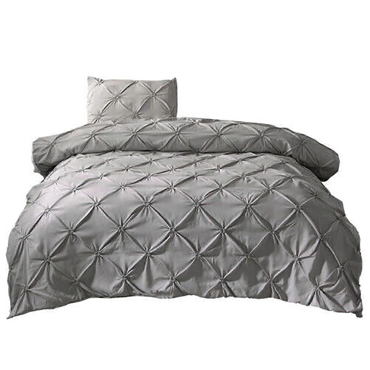 WSYW 2 Piece Duvet Cover Set Soft Luxurious Comforter Cover + 1 Pillowcase Bedding Set Twin Size Gray