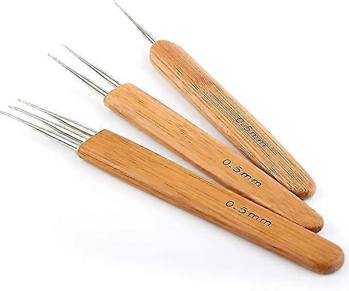 3pcs 0.5mm Dreadlock Crochet Needle Hook Bamboo Handle Hooks Tools Making 2025