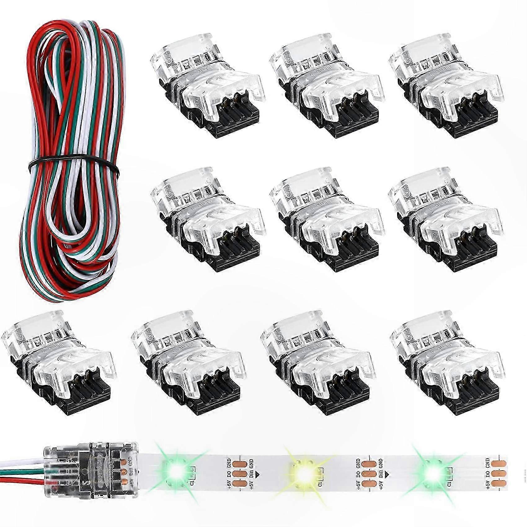 11-Pack Adjustable 3-Pin LED Strip Connectors for 10mm RGB Lights Terminal Adapter with Secure Wiring Connection Solution