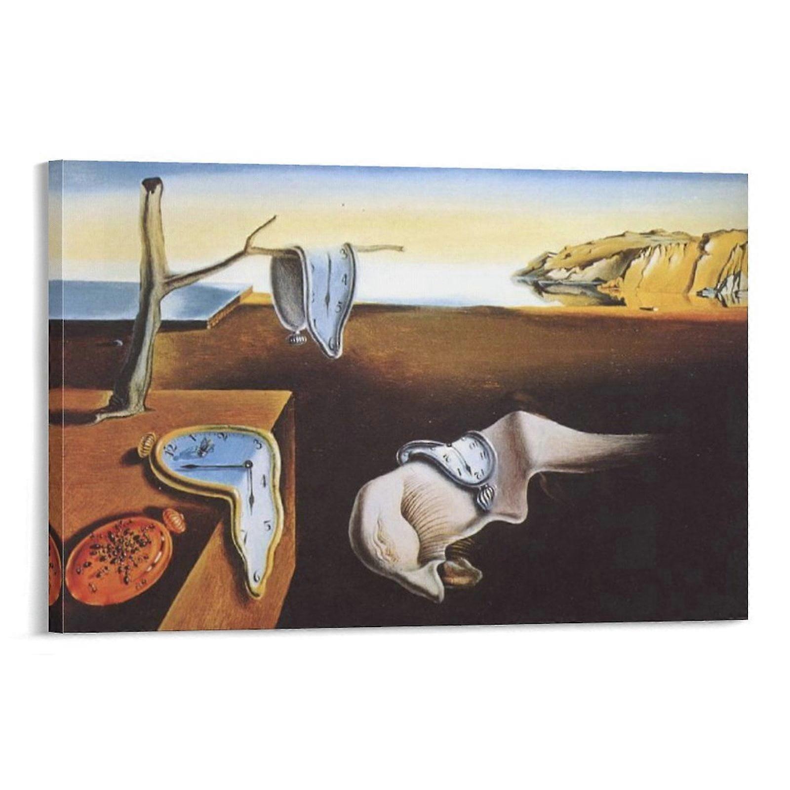 Salvador Dali The Persistence of Memory Canvas Print 16x24inch - Modern Wall Art Poster Decor Compatible with Gallery Frames