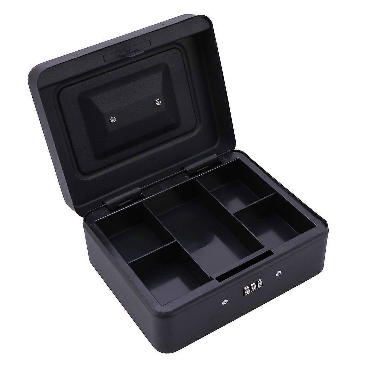 Metal Cash Box with Combination Lock for Secure Cash Storage 3Pcs Black