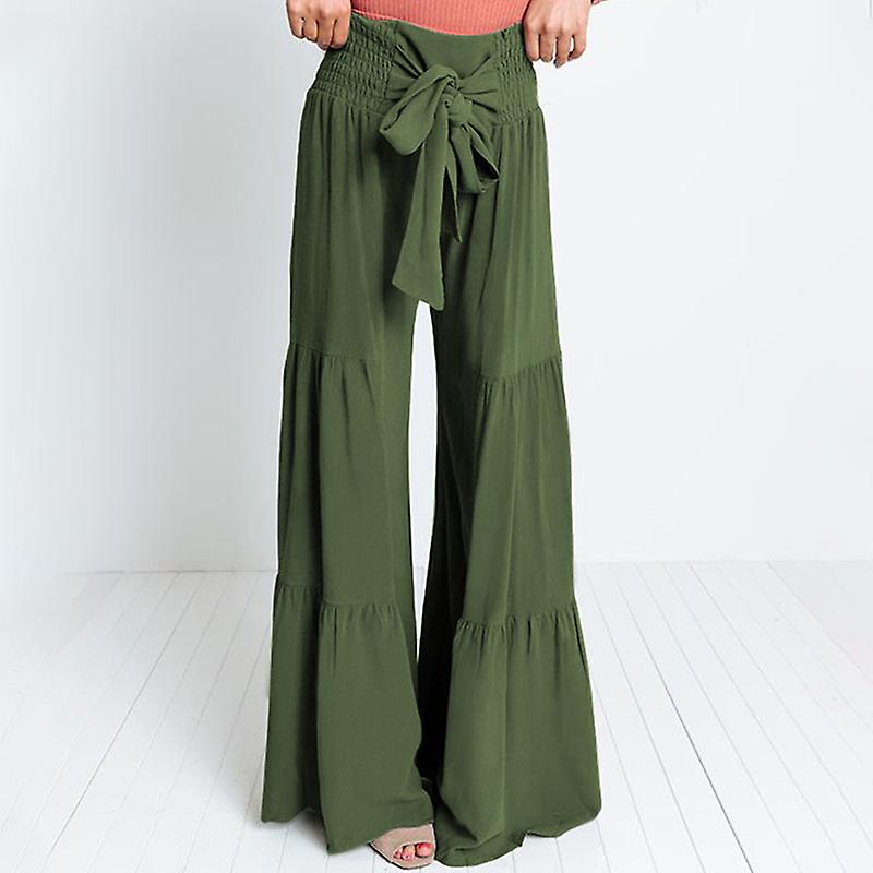 Pantaloni Palazzo Stretchy da donna Pantaloni a gamba larga con cintura  cravatta Fiocco Pantaloni solidi | Fruugo CH