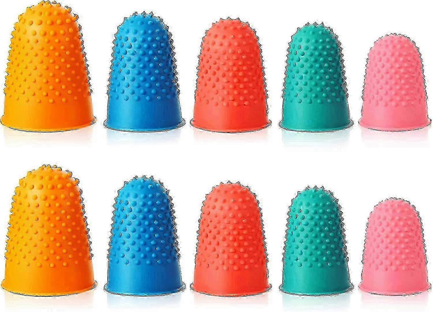 10-Piece Set of Silicone Thimble Holders for Office Use with Fingertip Rubber Tips