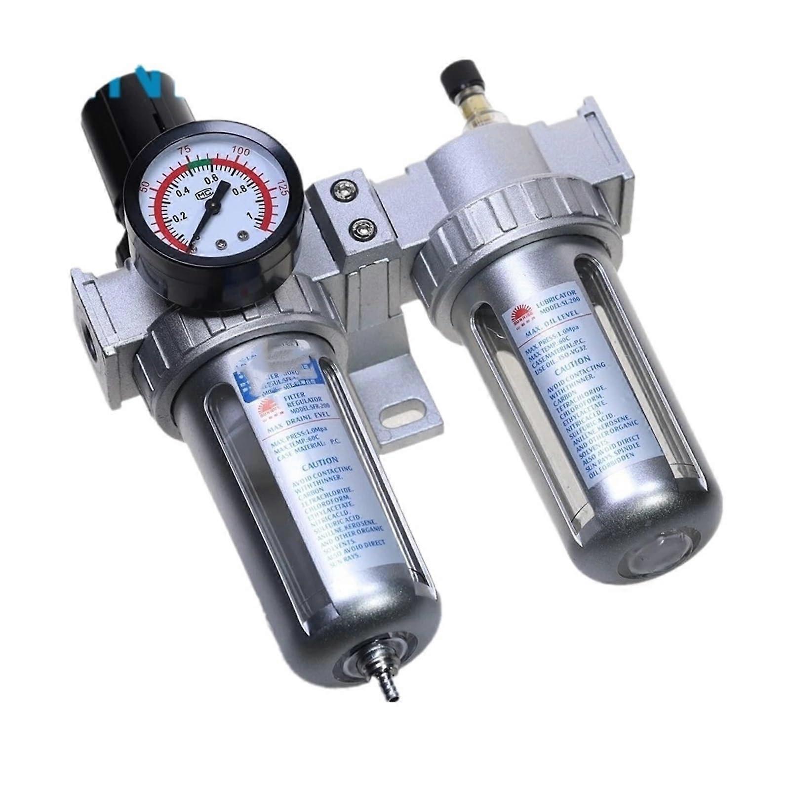 Air Compressor Oil Lubricator With SFC200 Water Trap Filter Regulator 1/4 In 1/2 In 3/8 In Connections 01 MPa