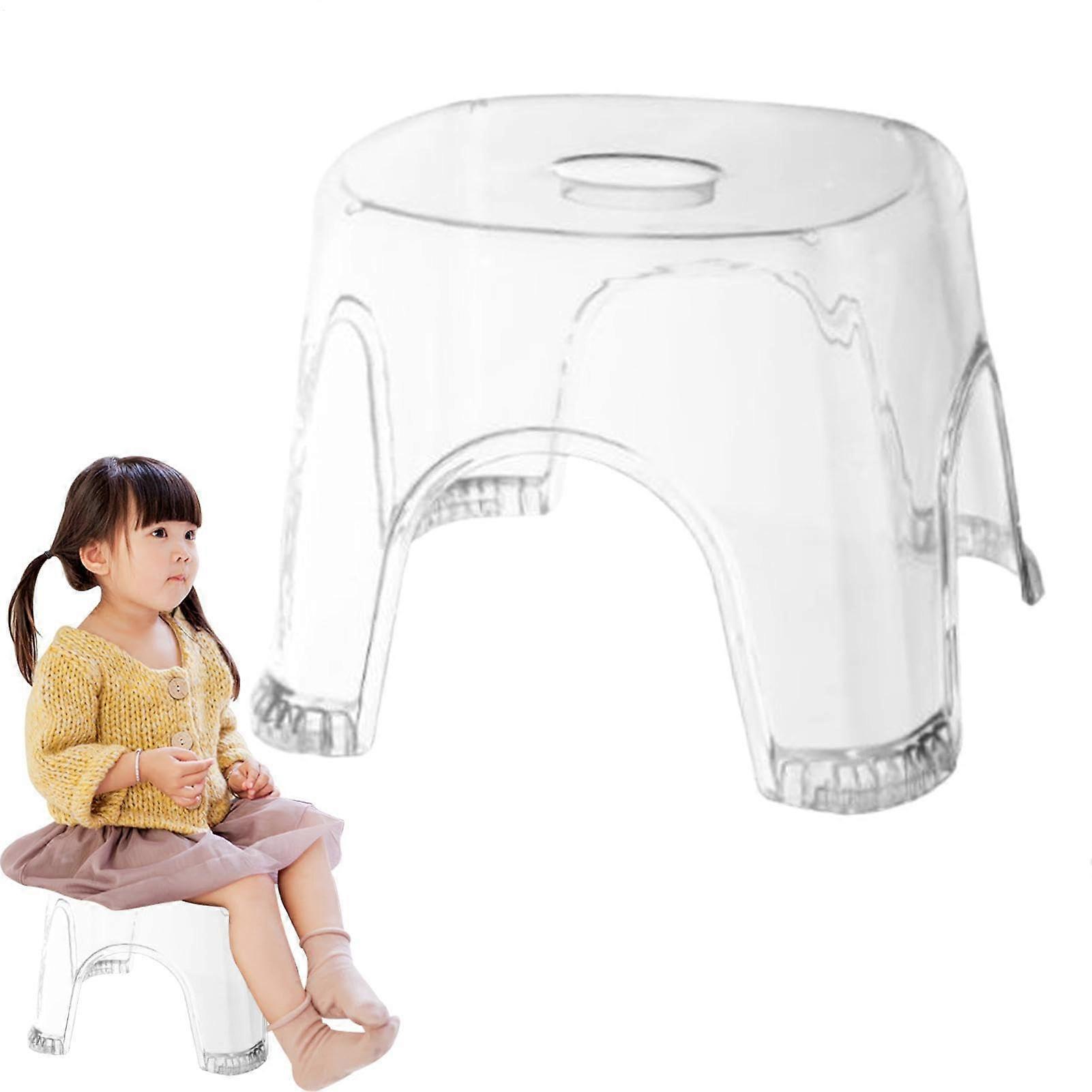 Clear Shower Stool 22” Height | Waterproof Non-Slip Transparent Crystal White Bath Seat for Small Spaces and Shower Corners