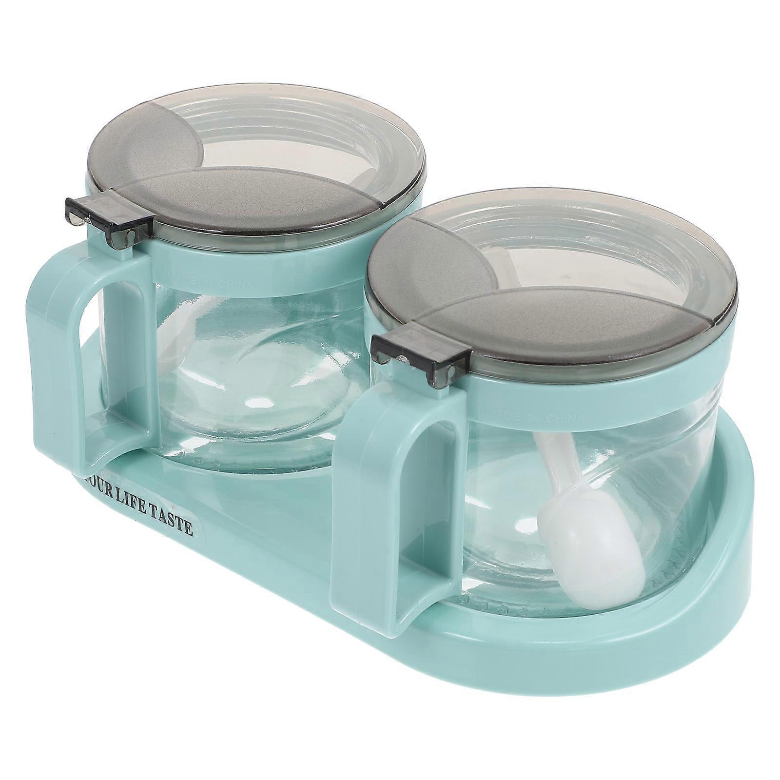 Kitchen Condiment Jar Multi-Purpose Storage Holder 20X9CM Square Temperature Resistant Green 1PC