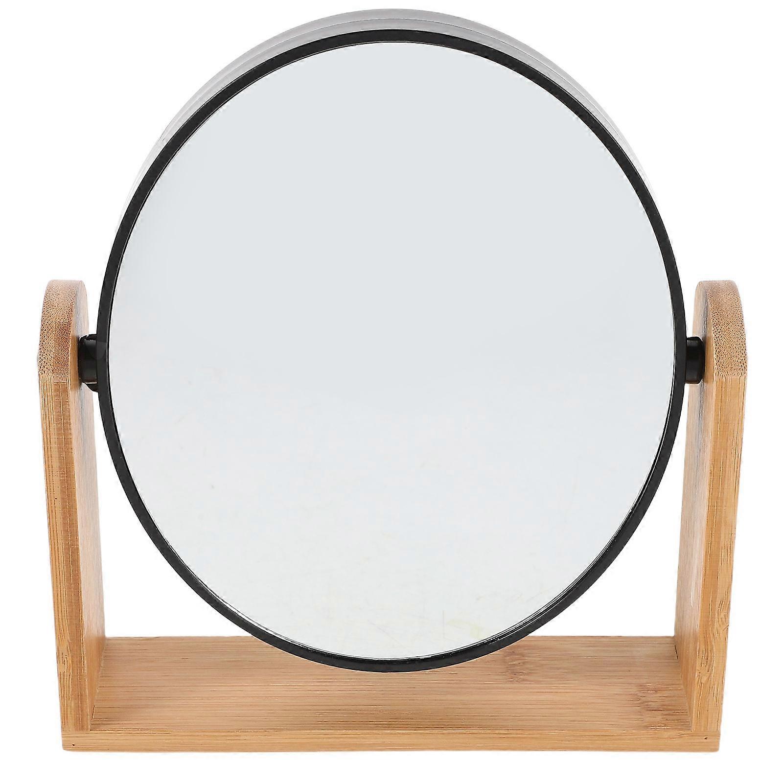 3x Magnification Makeup Mirror Bamboo Rotatable Mirror for Desk 4Pcs
