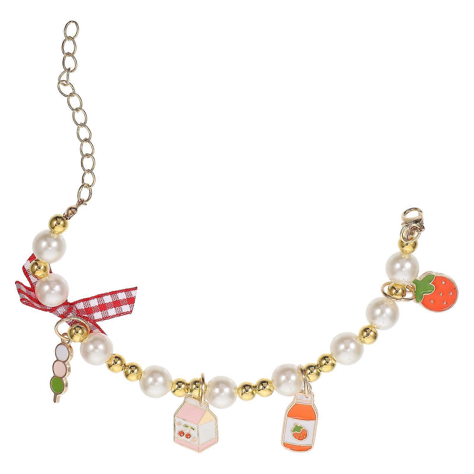 Pearls Design Collar for Decoration 2Pcs Pet Cat Necklaces with Pendant