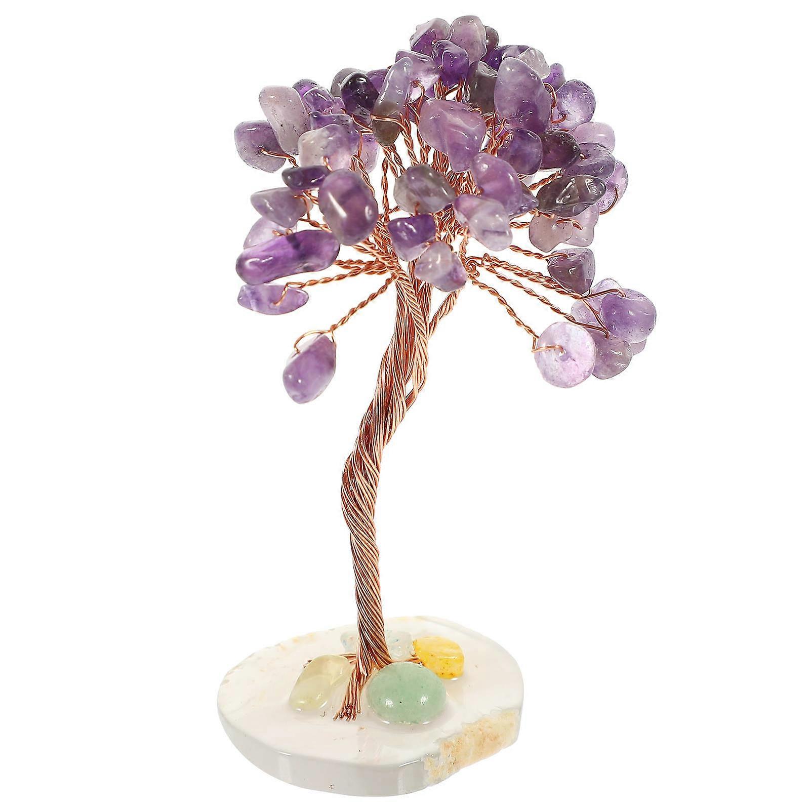 Crystal Tree Ornament for Decoration 5Pcs Purple Based Crystal Tabletop Adornment