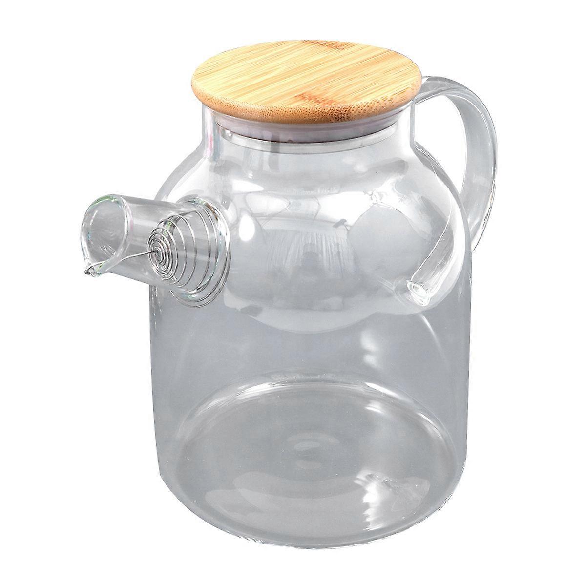 Glass Juice Pot Heat Resistant for 2Pcs Transparent Water Kettle with Bamboo Lid