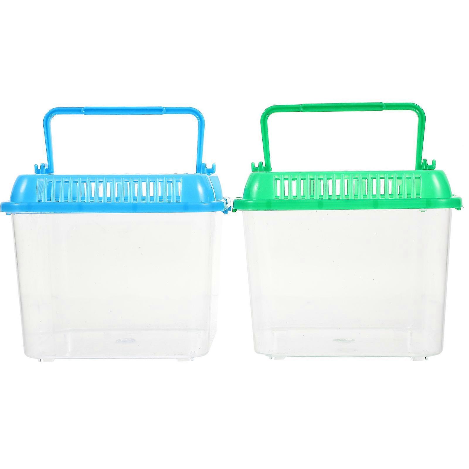 Reptile Feeding Box for Pet Habitat 3Pcs Transparent Plastic Container