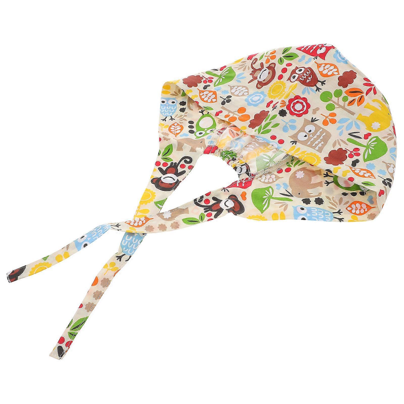 Working Cap Cotton Nurse Hat with 2Pcs Strap for Operating Room