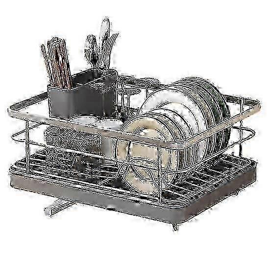 Auto-Drain Dish Rack, Non-Slip Kitchen Drainer with Easy Assembly
