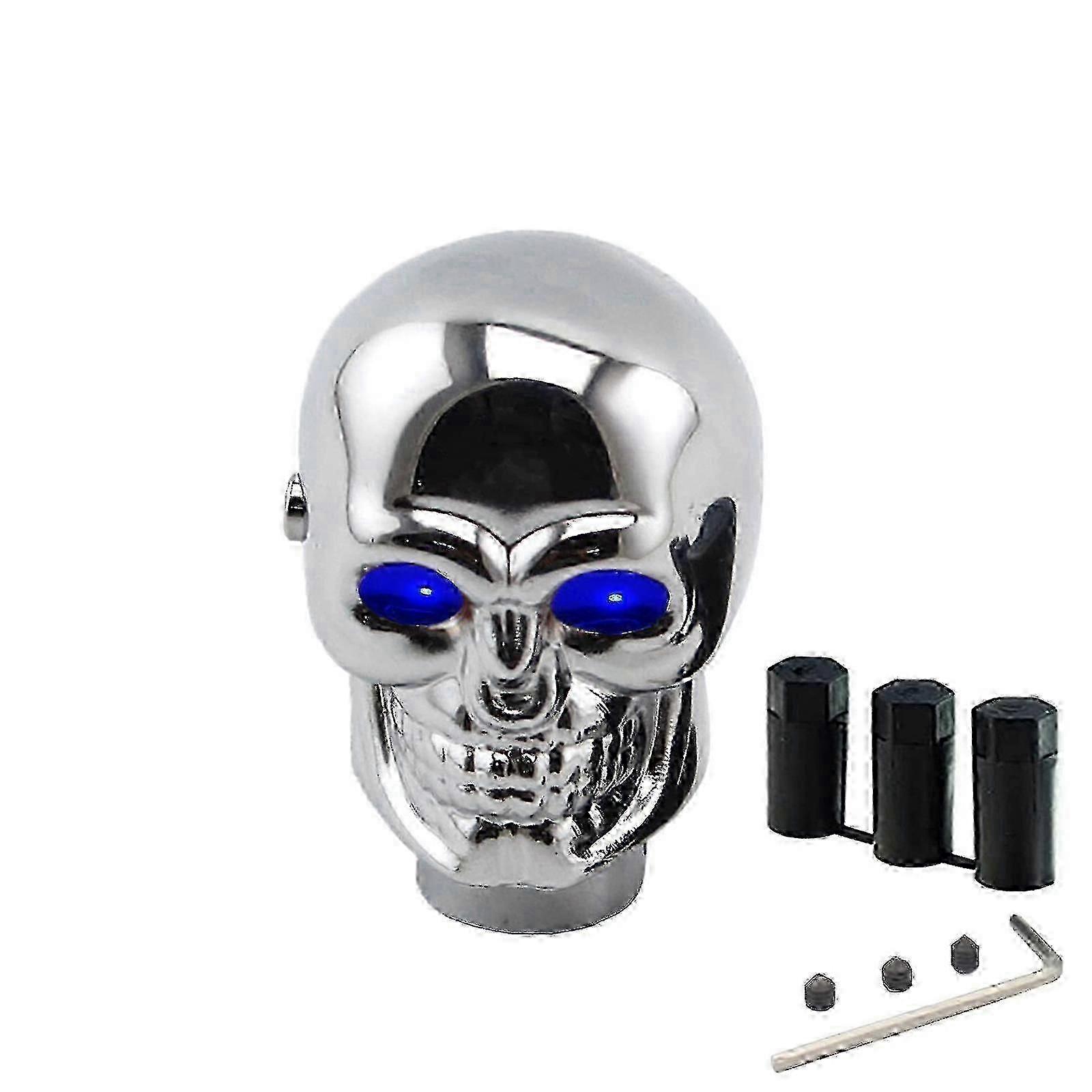 Skull Shift Knob with LED Light for Automatic Transmissions, Universal Metal Car Gear Stick Handle Decor_MM2