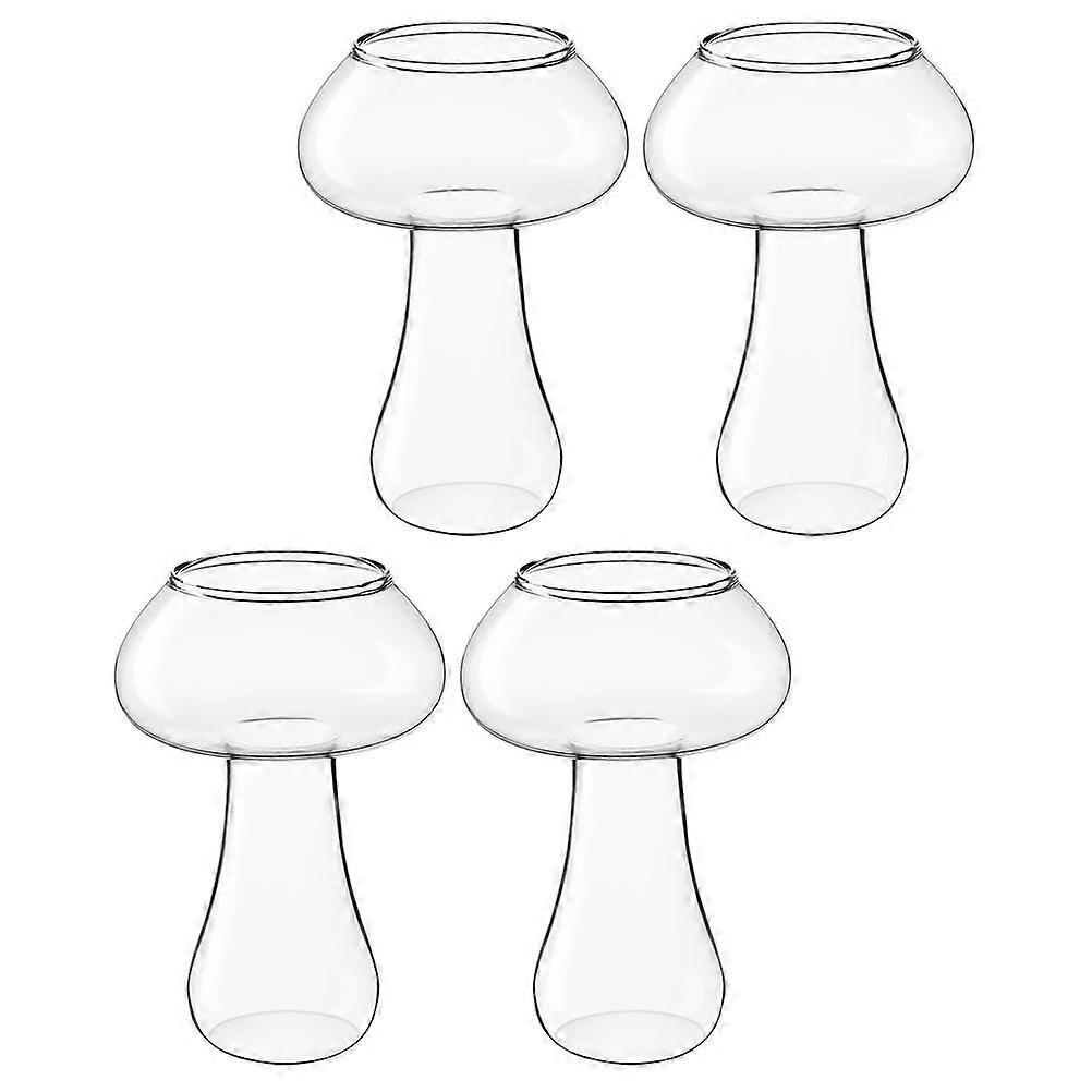 Glass Drinking Cup Retro Mushroom Shaped Serving Beverages For Picnics Catered Events 4Pcs