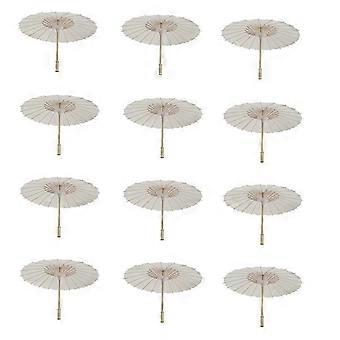12PCS Paper Parasol Beach Umbrella White DIY Umbrella Photography Props for Baby Shower Partys Wedding 40cm/15.74inch Edition 527