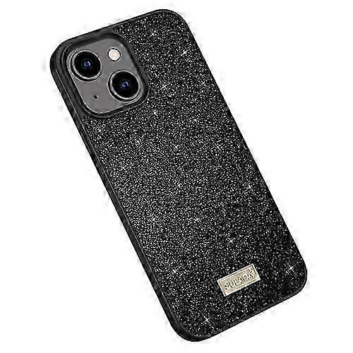För iPhone 15 SULADA Glittrig PC + TPU + Handgjort Läder Mobiltelefonfodral