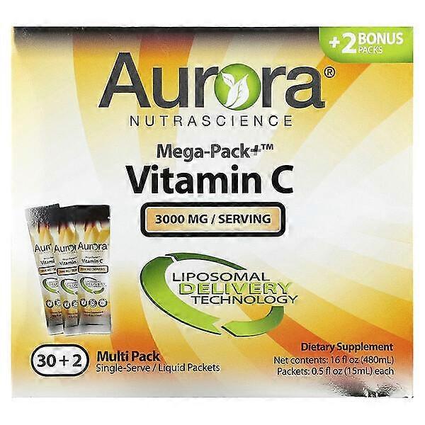 Aurora Nutrascience, Mega-Pack+ Vitamin C, 3,000 mg, 32 Packs, 0.5 fl oz (15 ml) Each