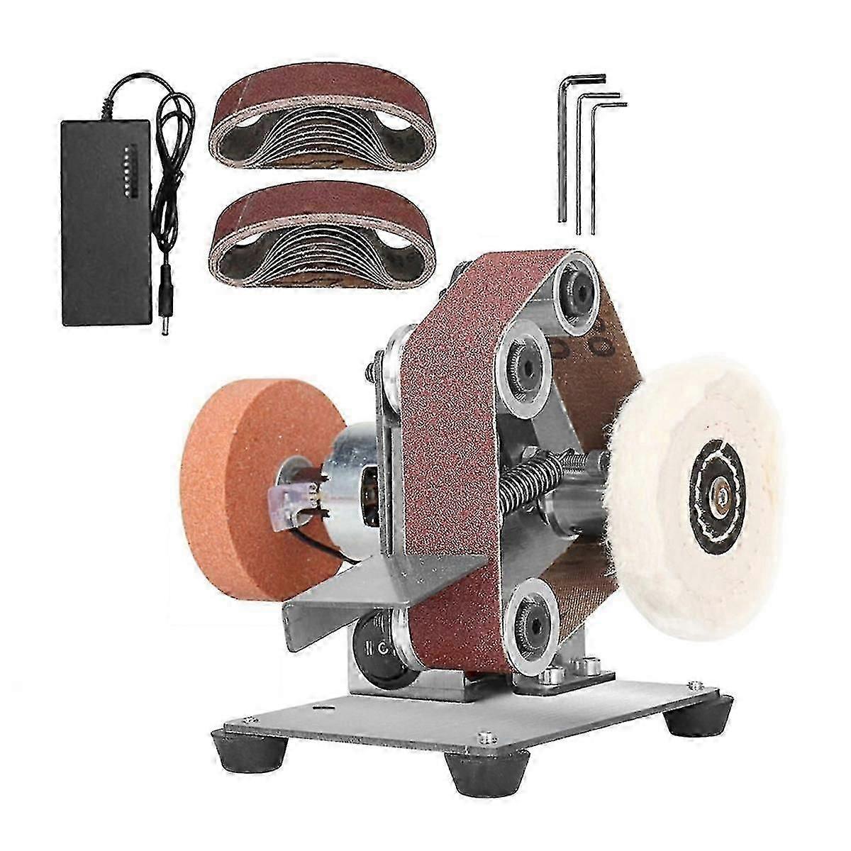 Exquisite Eu Plug, Mini Belt Sander Electric Sanding Polishing Grinding Machine 7 Variable Speed compatible with Polishin