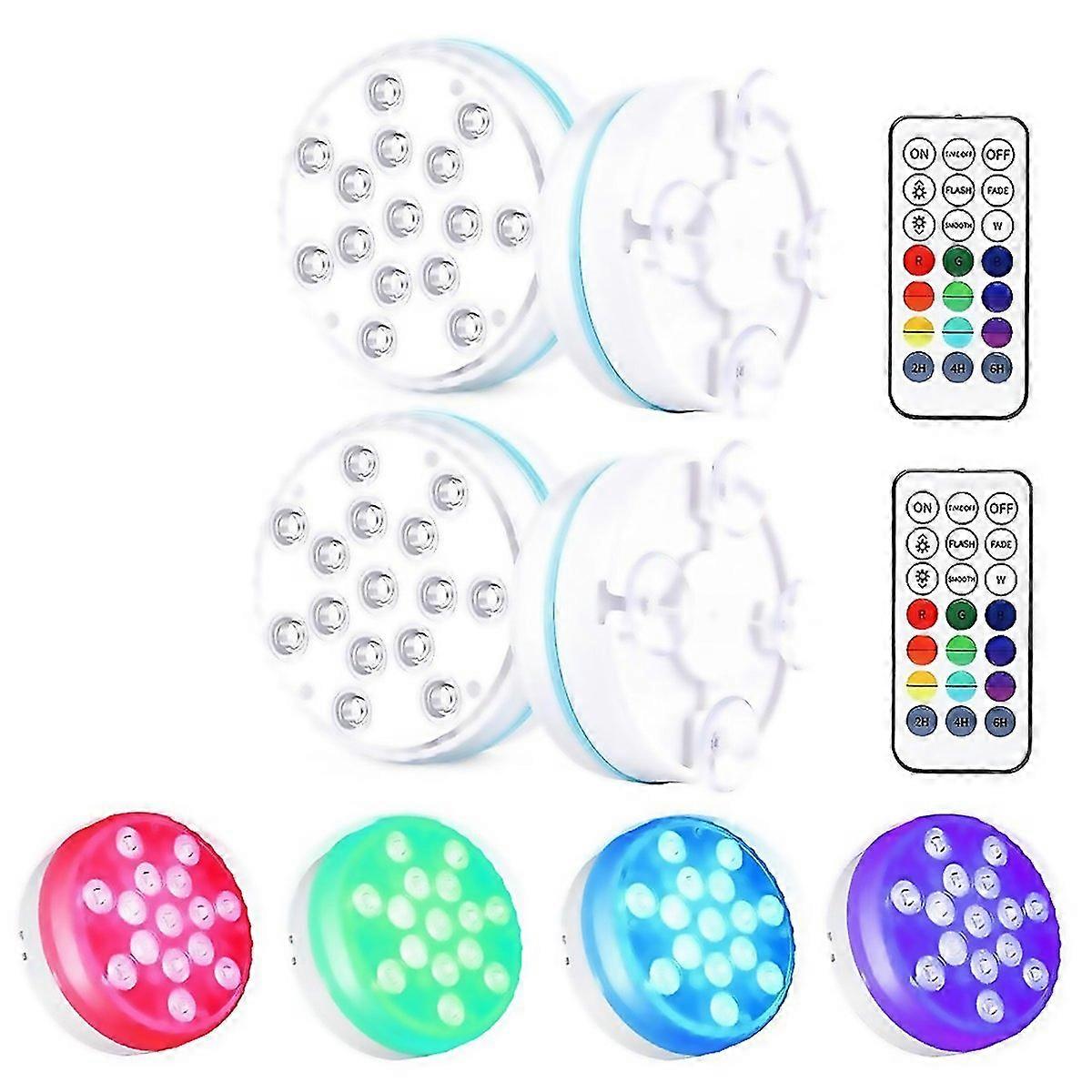 For 15 Leds Rf Remote Control Diving Light Magnetic Waterproof Pool Lamp Spec 2 Pcs 2 X