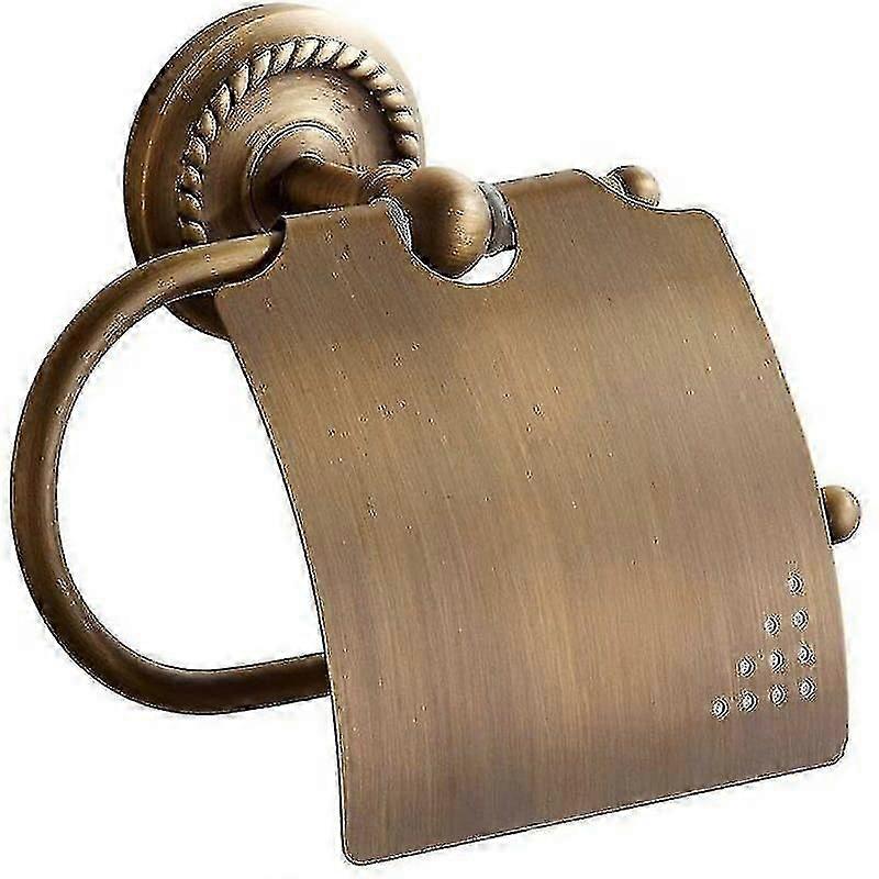 彫られたアンティークバスルームトイレットペーパーホルダートイレットロールホルダー蓋付きフル銅真鍮ブロンズウォールマウントホルダー