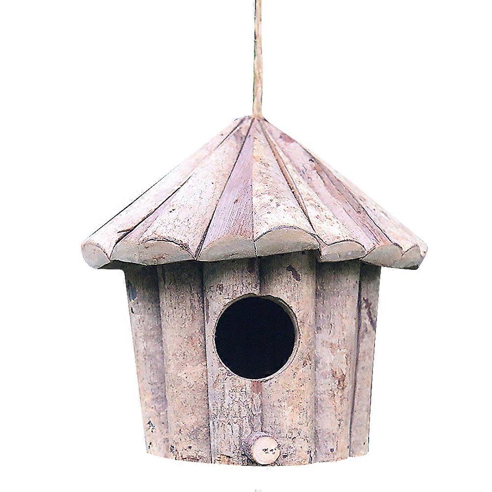 Wooden Bird House for Decor 2Pcs Simulated Round Bird Nest