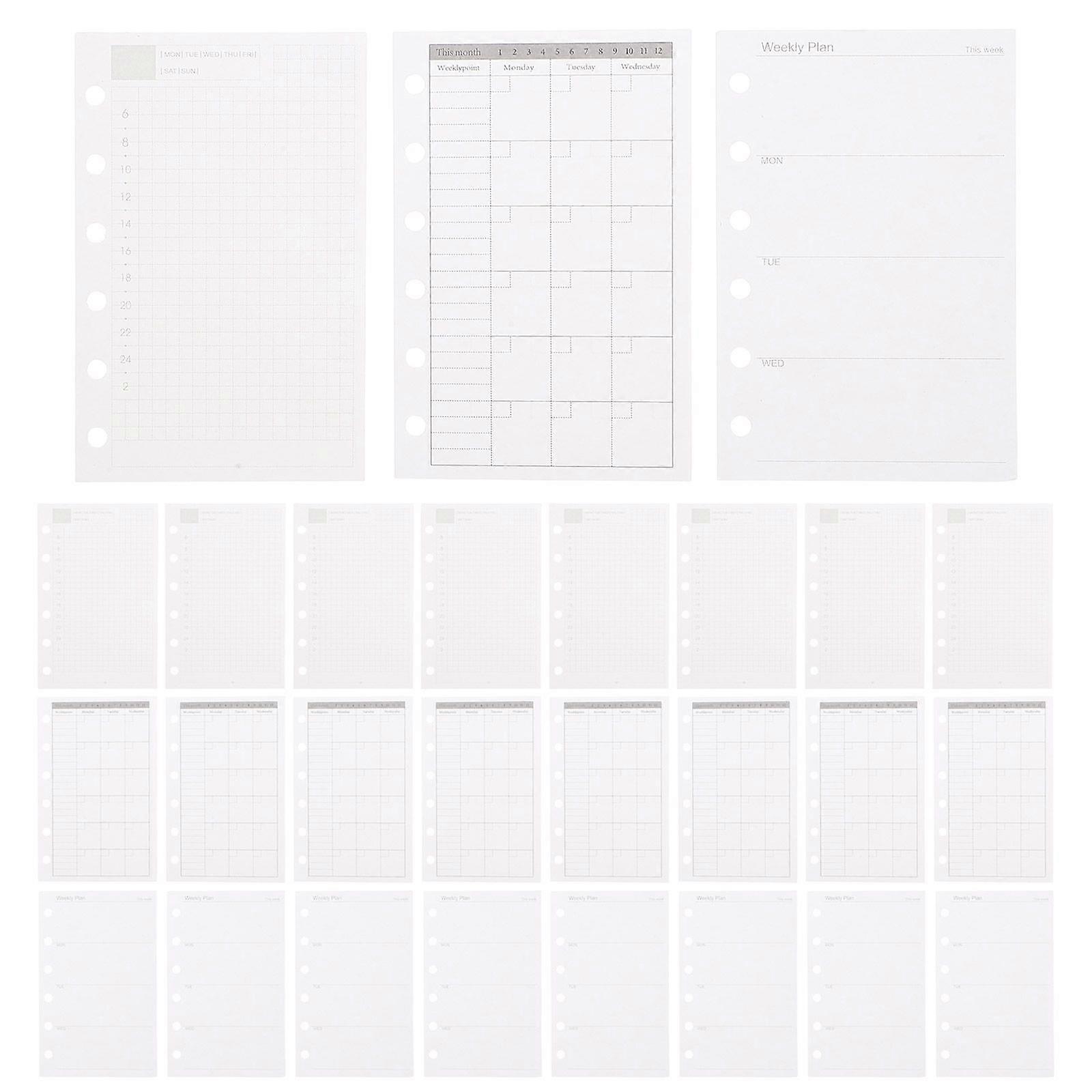 3 Books Daily Weekly and Monthly Planner Refills A7 Loose Leaf Notebook Refill Paper 6 Ring Pocket Binder Inserts for Notebook Planner Journal