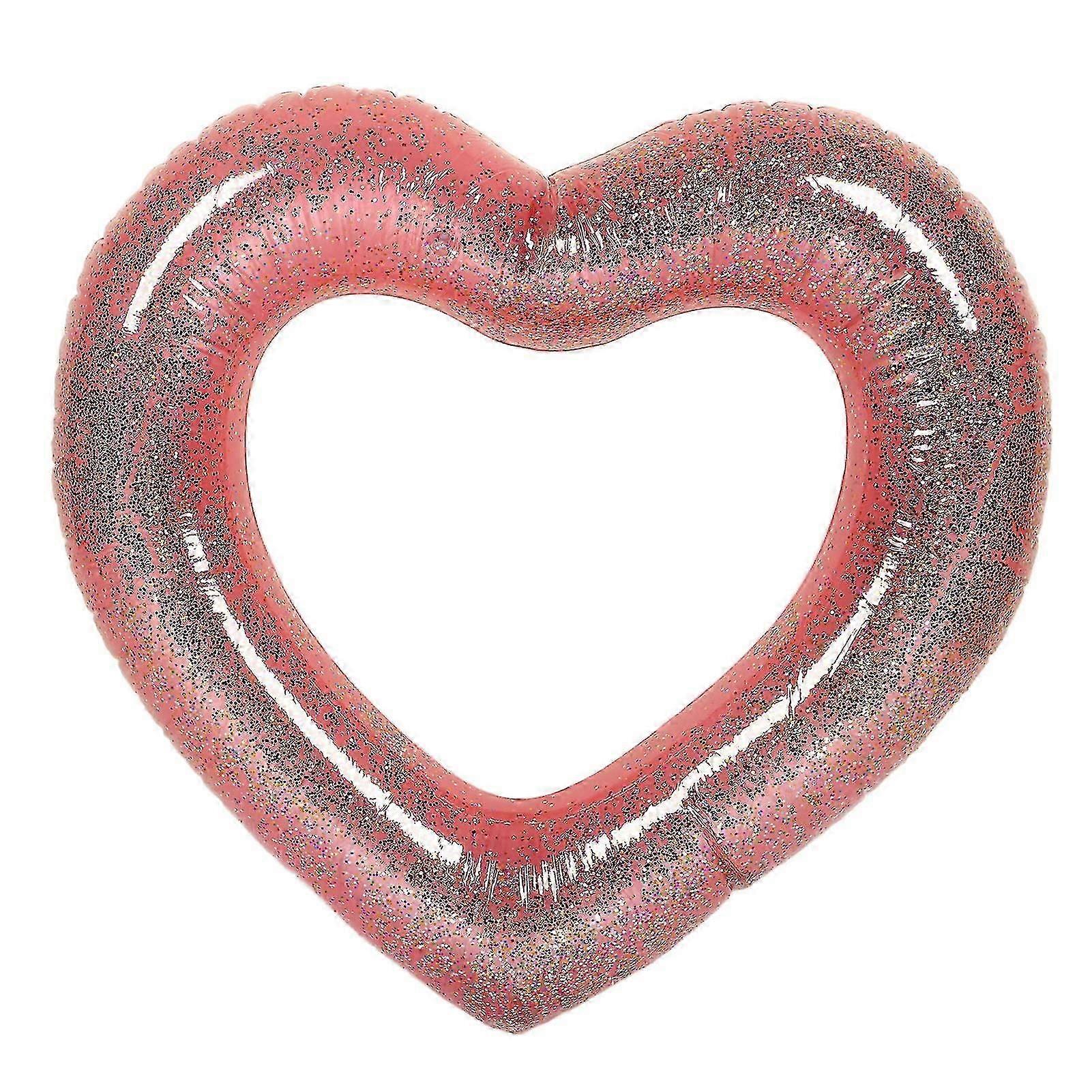 Rose Gold Sequins Heart Shape Swimming Ring Glitter Inflatable Heart Pool Floats for Kids Adults