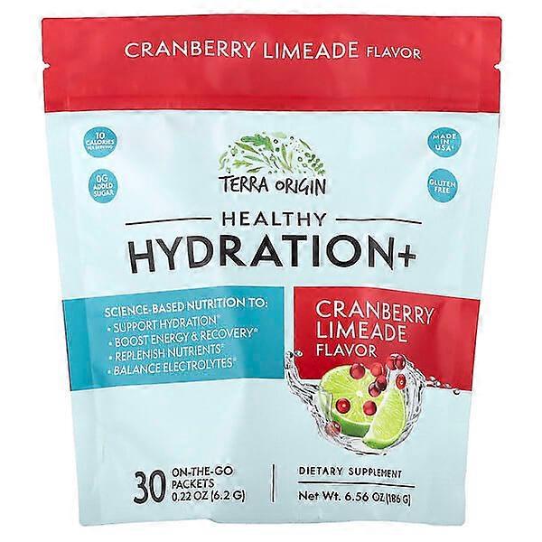 Terra Origin, Healthy Hydration+, Cranberry Limeade, 30 On-The-Go Packets, 0.22 oz (6.2 g) Each