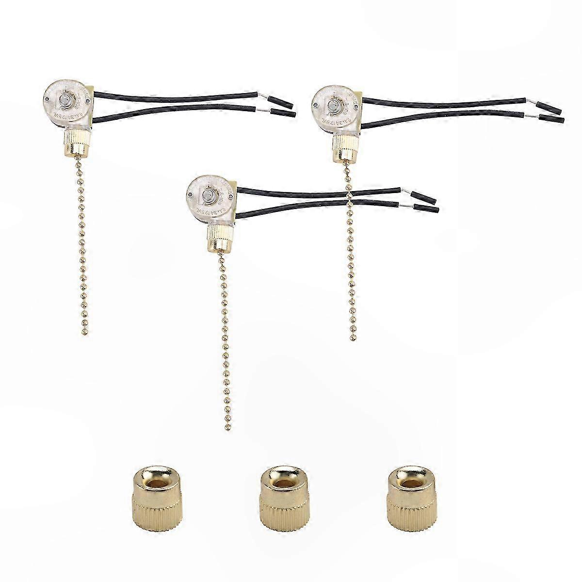 3-Pack Brass Ceiling Fan Light Switch ZE-109