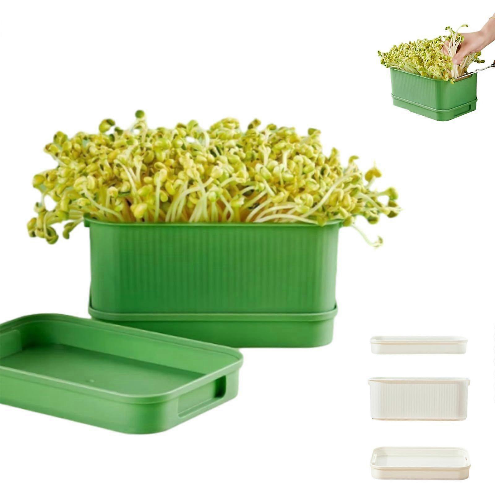 Stackable Bean Sprout Growing Box, Microgreens Sprout Tray with Drainage System for Home Sprouting & Indoor Gardening
