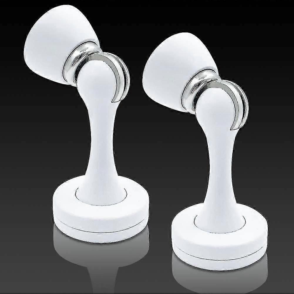 توقف الباب المغناطيسي ، 2 حزمة سدادة الباب المغناطيسي الأبيض المصقول النيكل المغناطيسي يتوقف الباب القبض على الكلمة الجدار جبل البقع