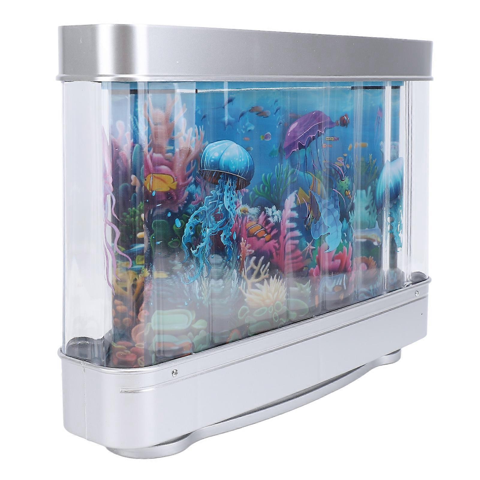 Fake Fish Tank Lamp with Moving Fish LED White Light USB 5V Plug In Artificial Aquarium Lamp for Desktop Bedroom 