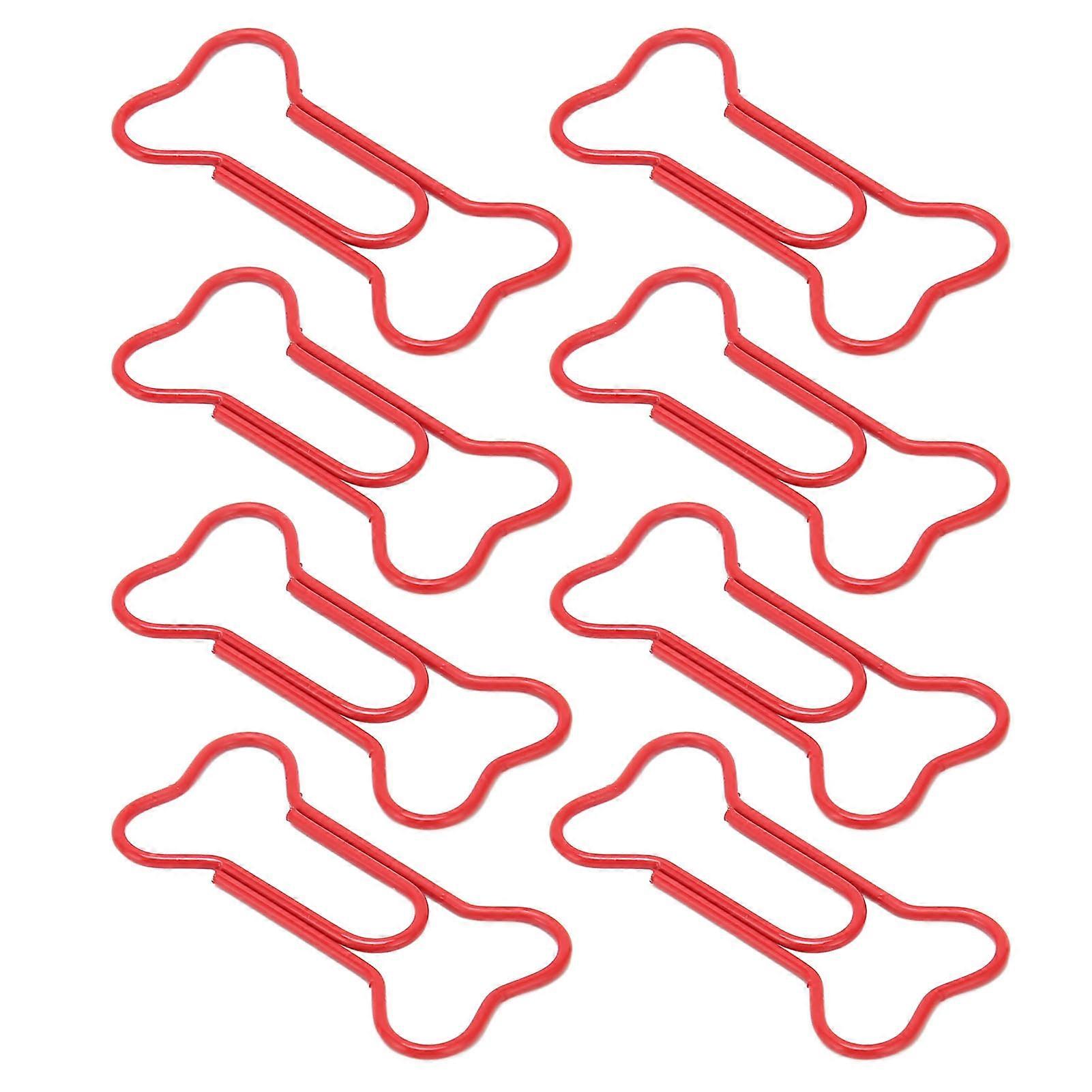 100pcs Colored Dog Bone Shape Paper Clips Black Lightweight Notebook Document Organizing Wire Bookmark Clips Red 