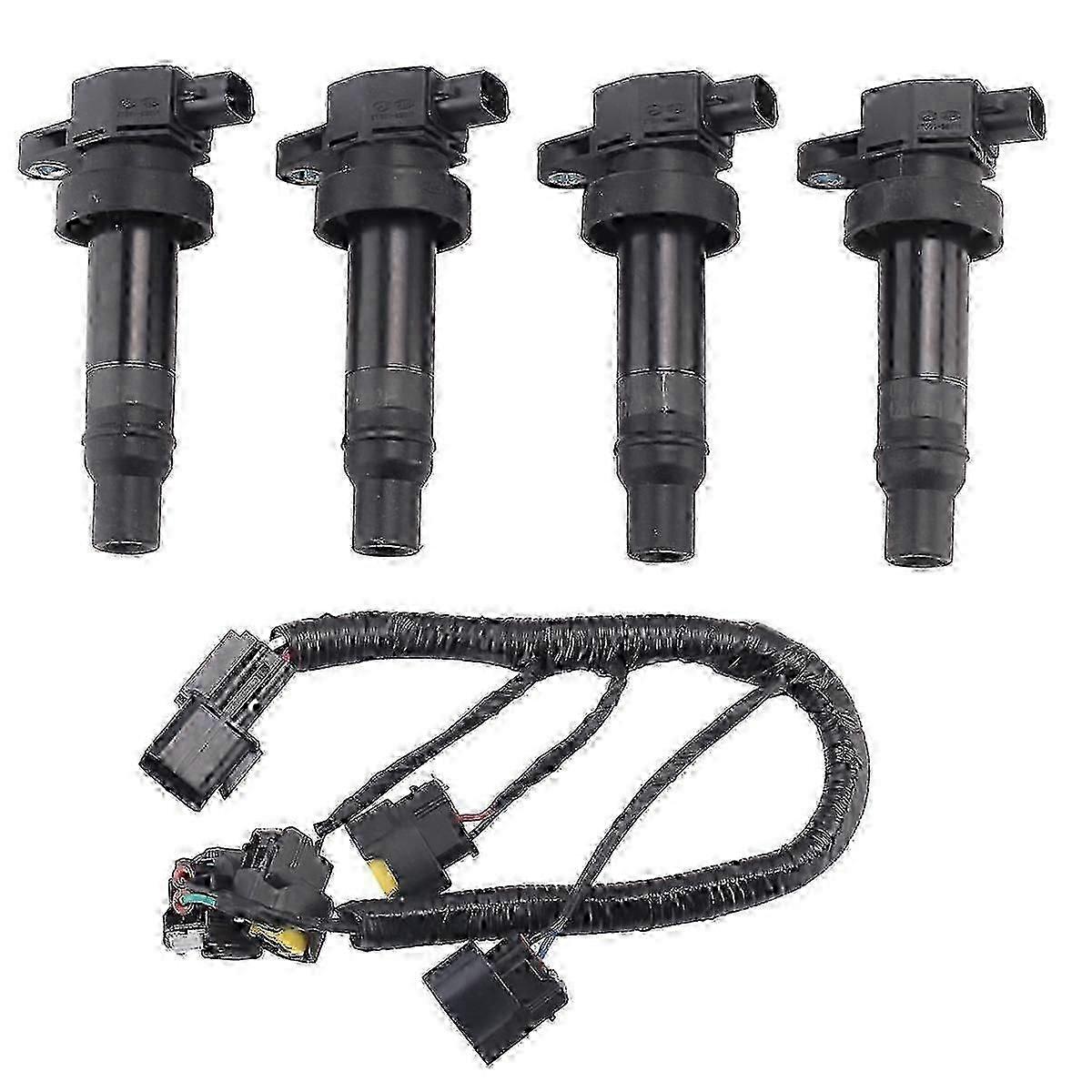 4Pcs 27301-2B010 Ignition Coil with Line for IX35 IX20 I30 Soul Ceed High Performance Coil Assembly DS