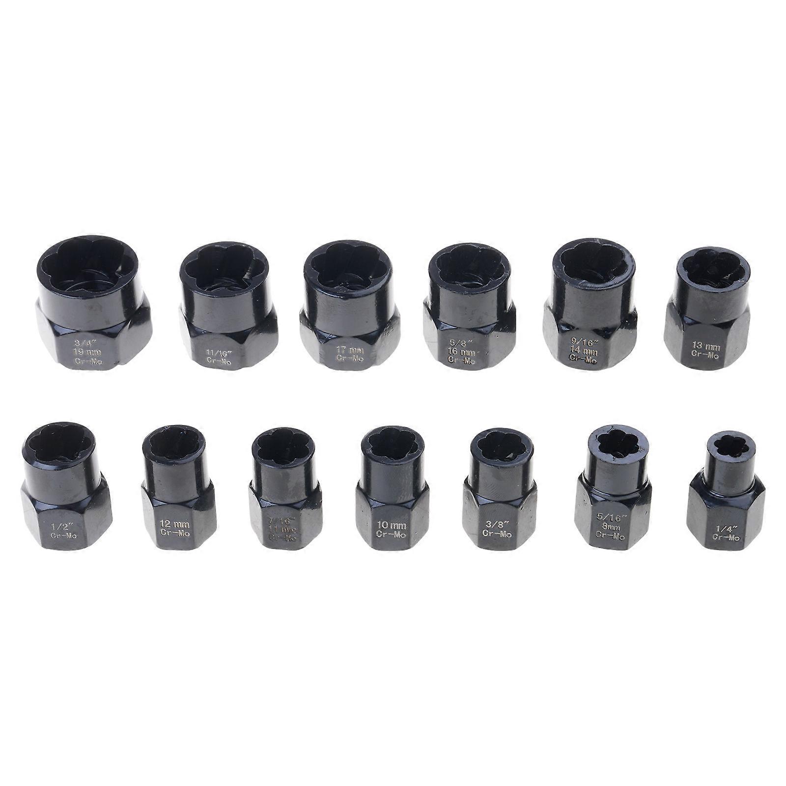 Bolt Extractor Tools Impact Bolt & Nut Remover Set Nut Extractor Socket Tools Bolt Remover Tool 3/8'' Drive 14 Pieces Multicolor