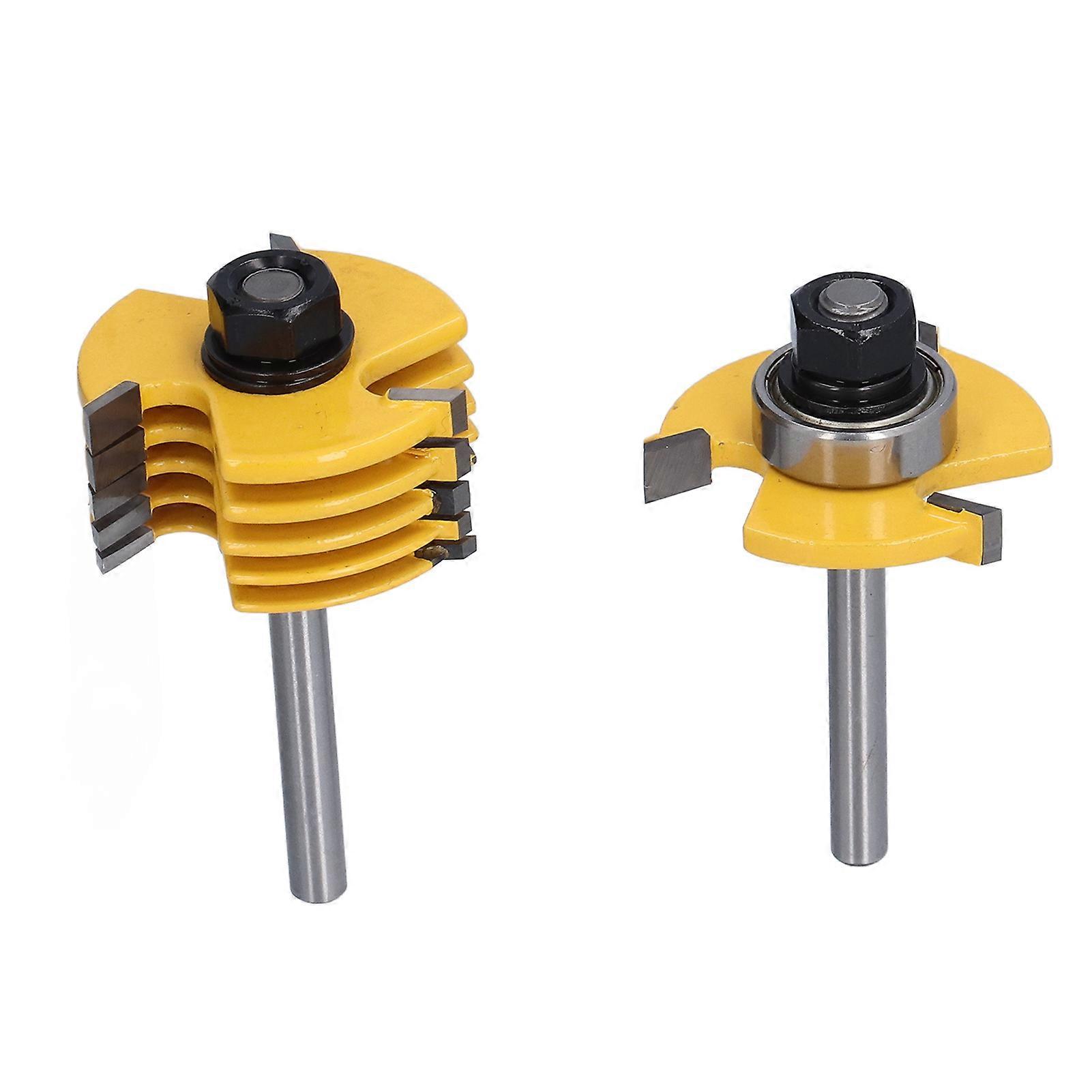 2Pcs Slot Cutter Router Bit 1/4in Shank 3 Wing Adjustable 6 Different Cutting Width 1/2in Depth