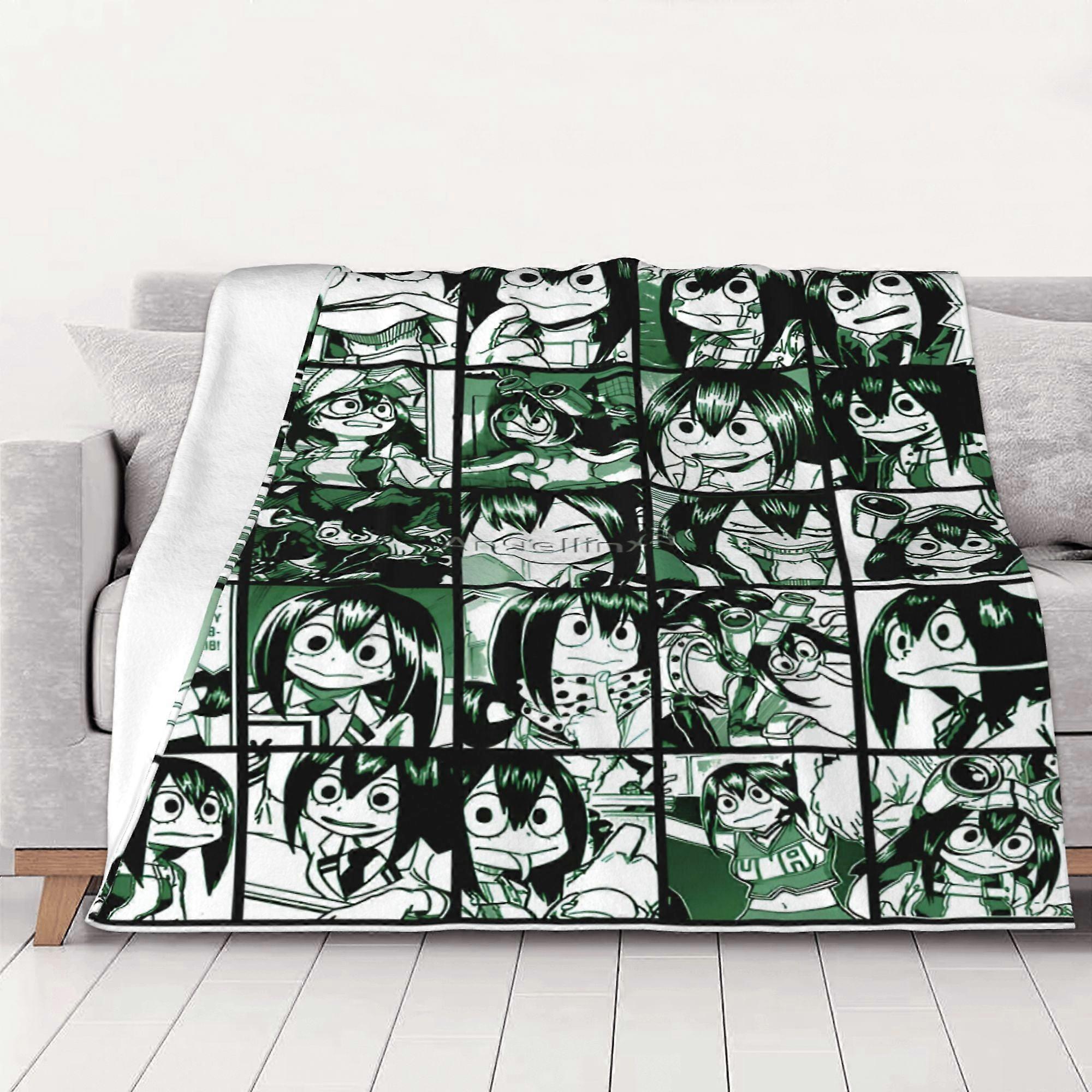 My Hero Academia Collage Anime Asui Tsuyu Froppy Blanket Throw Bedding Room Decor Flannel Blankets For Bed Sofa 40"X30"