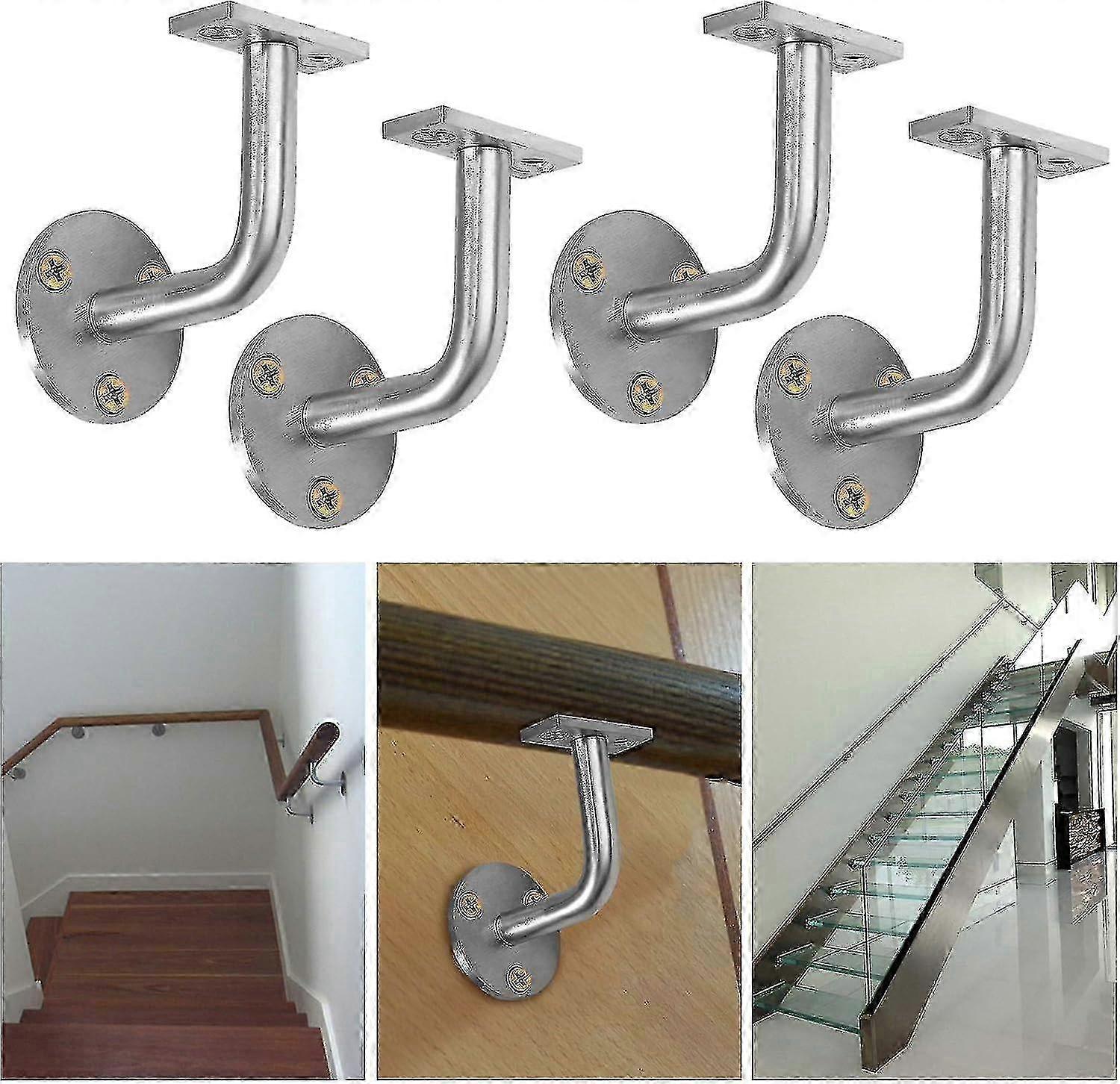 Wall mounted handrail bracket for banister - steel support 4pcs