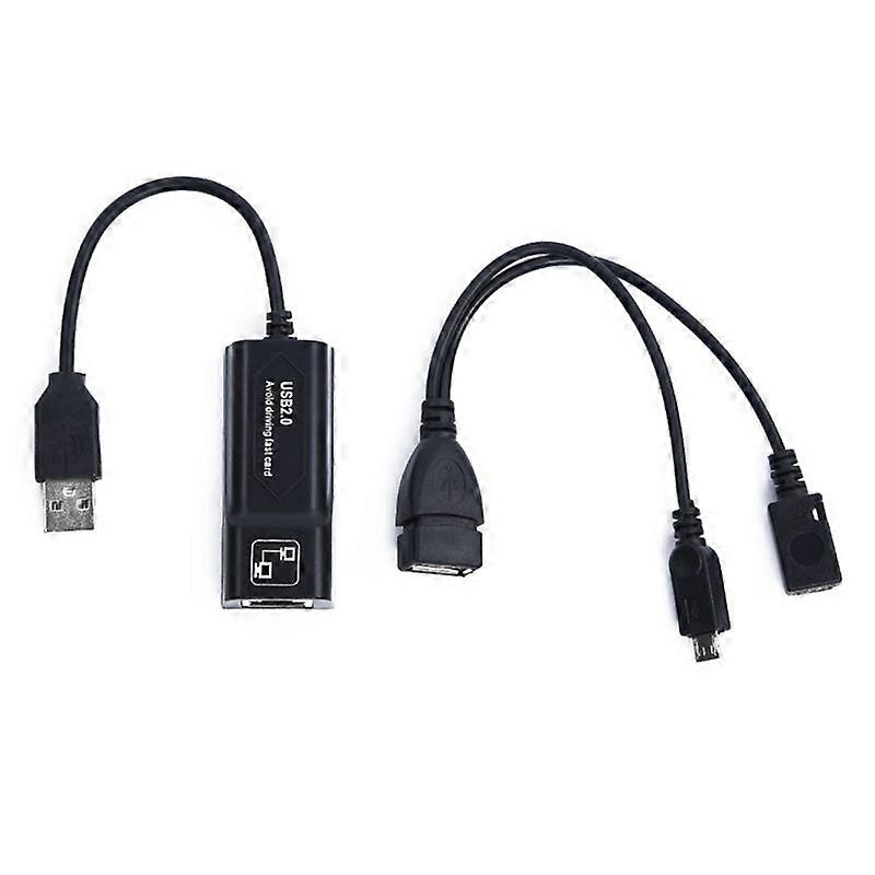 USB 2.0 to RJ45 Adapter with Mirco OTG USB 2.0 Adapter Cable LAN Ethernet Adapter for Amazon Fire TV
