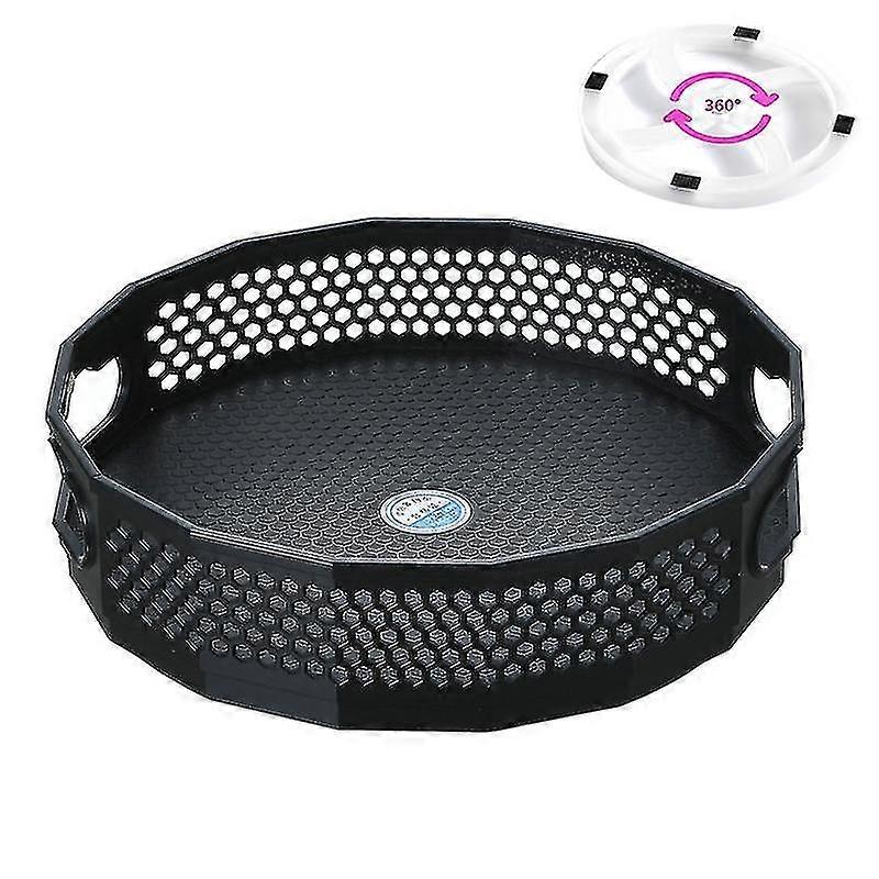 キッチン収納ラック360度回転可能なトレイラックプラスチック調味料ポットトレイ