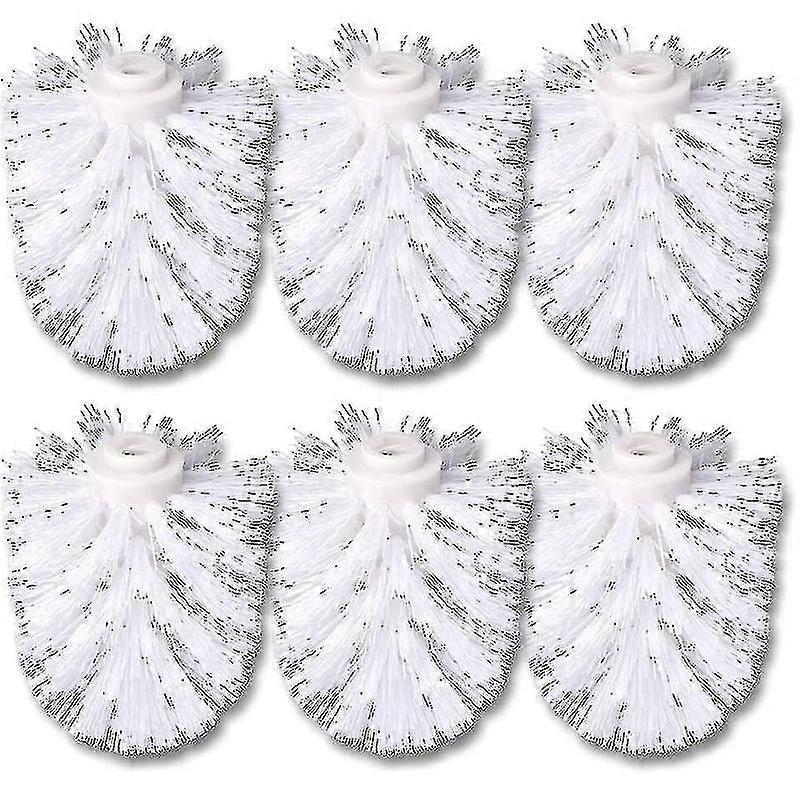 6pcs Toilet Replacement Brush Head White Replacement Brushes Diameter 8cm