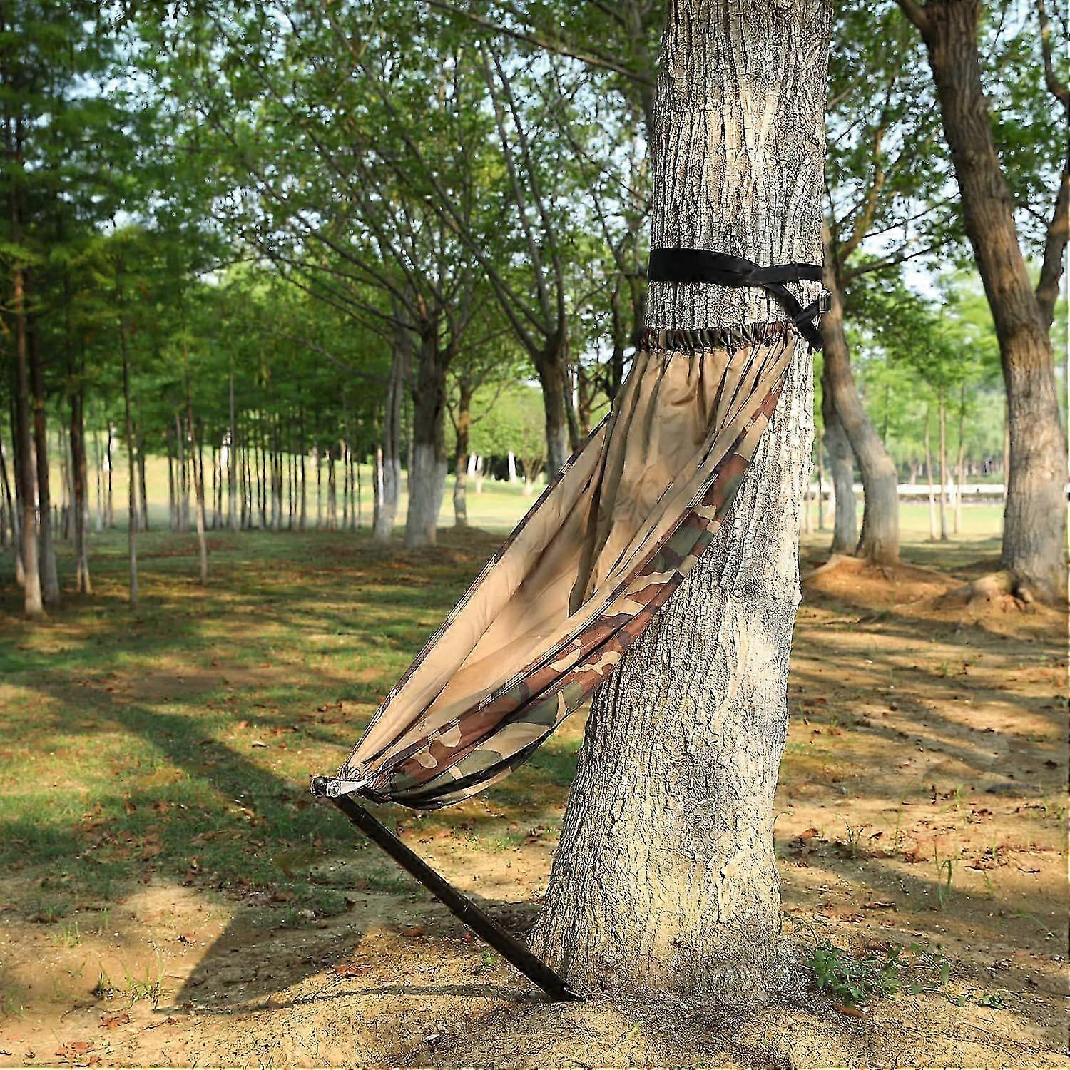 Tree Hunting Chair - Portable Camouflage Hammock Seat with Telescopic Support Pole, Oxford Cloth, Adjustable Height, Lightweight & Foldable for Deer B