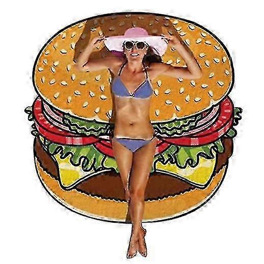 Round Beach Mat Traveling Beach Towel Burger Pattern