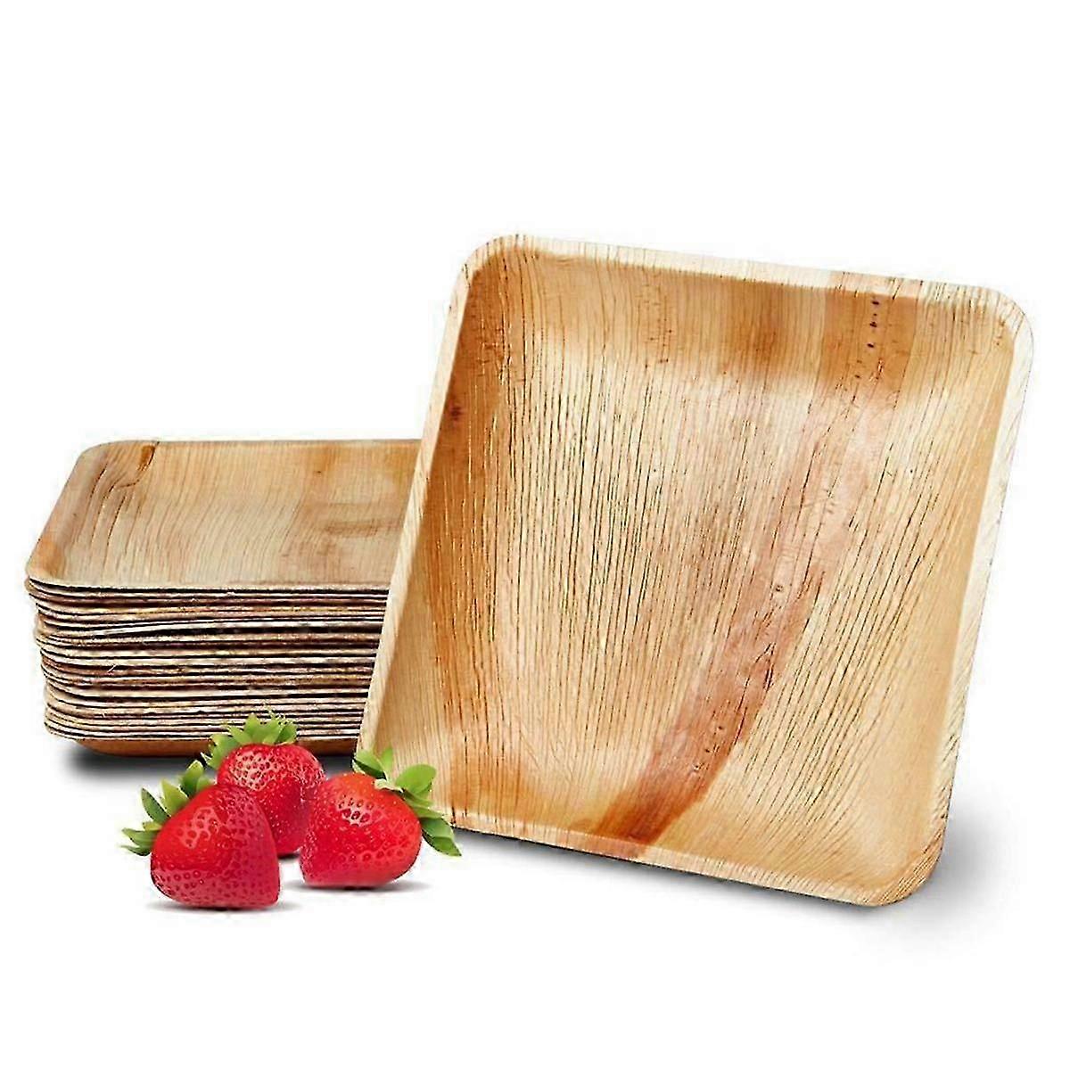 25 Disposable Palm Leaf Plates, 8inch(20cm) , Eco Friendly Biodegradable Compostable Plates