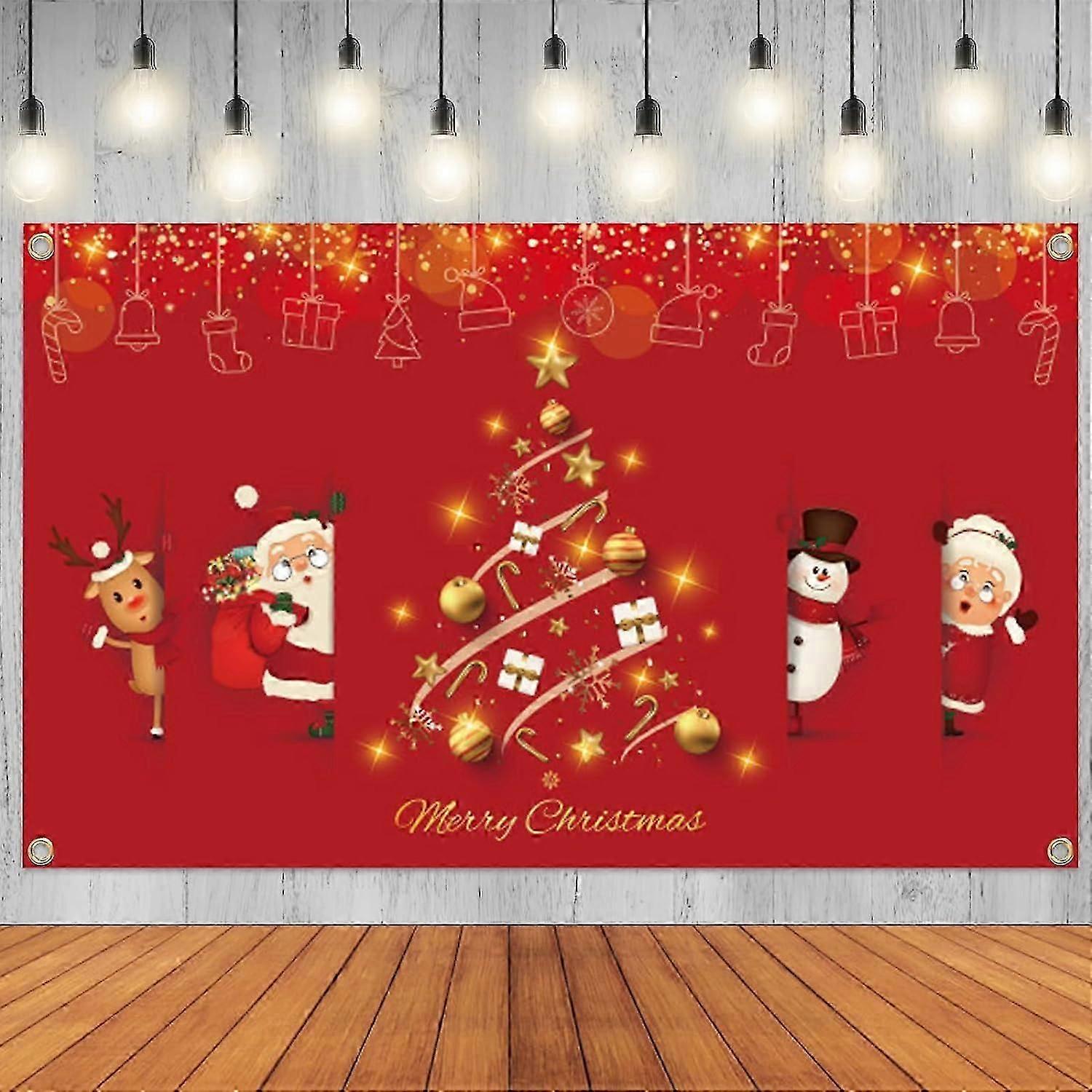 Christmas Backdrop Christmas Decorations Merry Christmas Banner Red Christmas Backdrop Scene Photography Christmas Wall Tapestry Christmas Poster for
